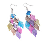 Dangle Earrings Earring Hooks Leaf Gray Blue Green Black 60x27mm P352