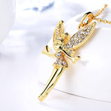 Rose Gold Platinum Plated Necklace Pendant Tinkerbell Wings Fairy 20" 2MM Lobster B333