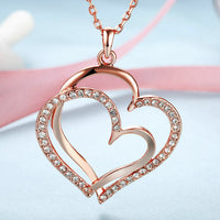 Rose Yellow Gold Silver Necklace Pendant Heart Zirconia 20" 2MM Lobster B332