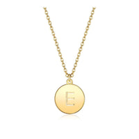 Pendant Necklace Chains Flat Round Initial Alphabet Letter Gold 16.15" P652