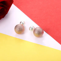 Rose Yellow Gold Platinum Plated Earrings Stud Push Back Clasp L642