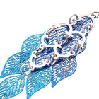 Dangle Earrings Earring Hooks Leaf Gray Blue Green Black 60x27mm P352