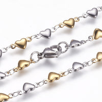 Stainless Steel Necklace Lobster Ion Plating Heart 18" 45.5cm Z643