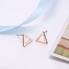 Rose Gold Plated Earrings Triagle Stud Push Back Clasp L514
