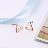 Rose Gold Plated Earrings Triagle Stud Push Back Clasp L514