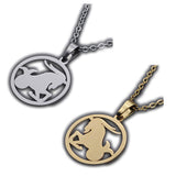 Stainless Steel Pendant Necklace Lobster Zodiac Sign Aries Gold 15.7" 1.5mm P68