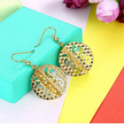Yellow Gold Platinum Plated Earrings  Drop Dangle Fish Hook Clasp L646