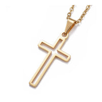 304 Stainless Steel Chain Pendant Necklace Lobster Cross Gold 18" 1.5mm  A214