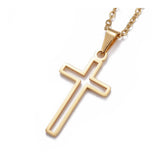 304 Stainless Steel Chain Pendant Necklace Lobster Cross Gold 18" 1.5mm  A214