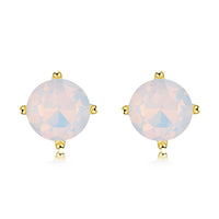 Yellow Gold Plated Earrings  Stud Opal  Push Back Clasp L479