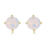 Yellow Gold Plated Earrings  Stud Opal  Push Back Clasp L479