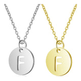 Stainless Steel Initial Pendant Necklace Alphabet Silver Gold Letter 16" A416