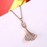 Yellow Gold Plated Necklace Pendant Flower Drop 19 Inches 1MM Lobster Clasp B299