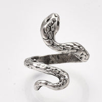 Alloy Cuff Finger Ring Snake Antique Silver Size 5 Adjustable 15.5mm P440