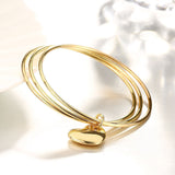 Unisex Sterling Silver Plated Yellow Gold Silver Plated Heart Bangle Charm Bracelet L68