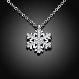 Rose Platinum Plated Necklace Pendant Snow Flake 20 Inches 1MM Lobster B129