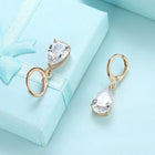 Yellow Gold Platinum Plated Earrings Drop Dangle Zirconia L585
