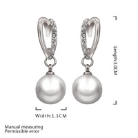 Rose White Gold Plated Pearl Zirconia Drop Stud Earrings L106