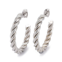 Stainless Steel Half Hoop Earrings Stud  Hypoallergenic Twisted Ring Gold  Z276
