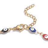 304 Stainless Steel Anklets Enamel Lobster Evil Eye Multicolor Gold 9.6"  A49