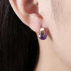 Platinum Plated Earrings Stud AAA Zirconia Blue Push Back Clasp L590