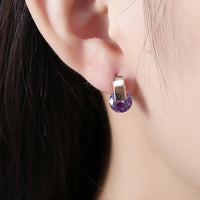 Platinum Plated Earrings Stud AAA Zirconia Blue Push Back Clasp L590