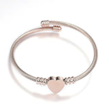 316 Stainless Steel Torque Bangles Heart Flexible Rose Gold Silver 2.2" P281