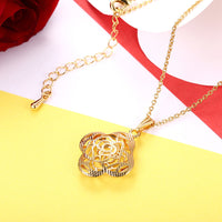 Yellow Gold Plated Necklace Pendant Flower Drop 19 Inches 1MM Lobster Clasp B301