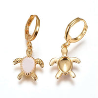 Brass Hoop Earrings with Enamel Tortoise Gold Mixed Color 30mm pin 0.9mm  P599