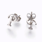 Stainless Steel Set Stud Earring Pendant Necklace Alphabet Letter 17.7" P495