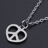 Stainless Pendant Necklace Lobster heart Peace Sign Silver Clasp 15.7" 1.5mm P57