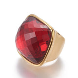 304 Stainless Steel Finger Rings Faceted Glass Clear Size 6~9 16~19mm Z679