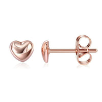 Brass Stud Earrings Heart Rose Gold Silver P553