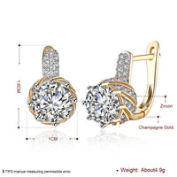 Platinum Plated Earrings Hoop Huggies AAA Zirconia Blue Latch Back Clasp L588