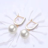 Yellow Gold Plated Earrings Drop Dangle AAA Zirconia  Latch Back Clasp L549