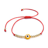 Adjustable Nylon Cord Braided Bead Bracelet Handmade Evil Eye Yellow  Z135