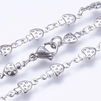 Stainless Steel Necklace Enamel Lobster Ion Plating Mushroom 17.5" 44.5cm Z640