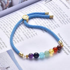 Chakra Adjustable Nylon Cord Slider Bracelet Bracelet Gemstone Gold Blue Z155