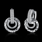 Yellow Gold Platinum Plated Earrings Drop Dangle Zirconia  Latch Back Clasp L578