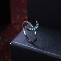 Yellow Gold Platinum Plated Ring Womens Moon Kallaite Stone Blue B506