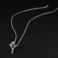 Sterling Silver Plated Necklace Women Pendant Initial Letter Alphabet B375