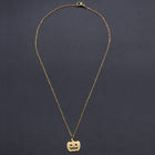 Halloween Stainless Steel Pendant Necklace Lobster Pumpkin Silvr 15.7" 1.5mm P66