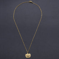 Halloween Stainless Steel Pendant Necklace Lobster Pumpkin Silvr 15.7" 1.5mm P66