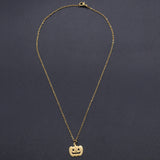 Halloween Stainless Steel Pendant Necklace Lobster Pumpkin Silvr 15.7" 1.5mm P66