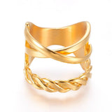 304 Stainless Steel Finger Rings Gold Size 7 17mm  A40