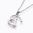 Stainless Steel Set Stud Earring Pendant Necklace Alphabet Letter 17.7" P495