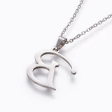 Stainless Steel Set Stud Earring Pendant Necklace Alphabet Letter 17.7" P495