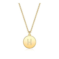 Pendant Necklace Chains Flat Round Initial Alphabet Letter Gold 16.15" P652