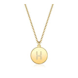 Pendant Necklace Chains Flat Round Initial Alphabet Letter Gold 16.15" P652