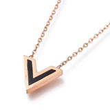 Stainless Steel Initial Pendant Necklace Lobster Letter V 17" Z500